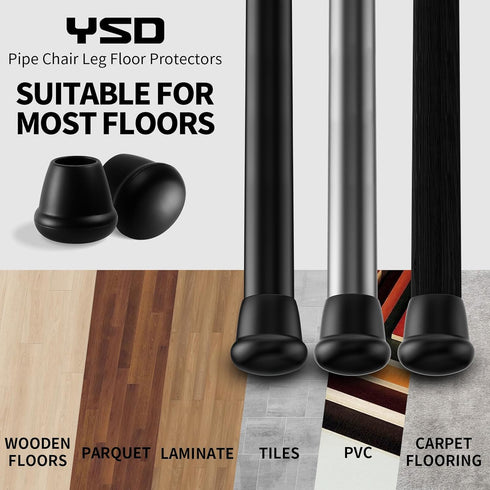 0.75 Inch 8 Heavy Duty Rubber Chair Leg Caps - PCS Non-Slip Furniture Floor Protectors with Metal Inserts for Wood
