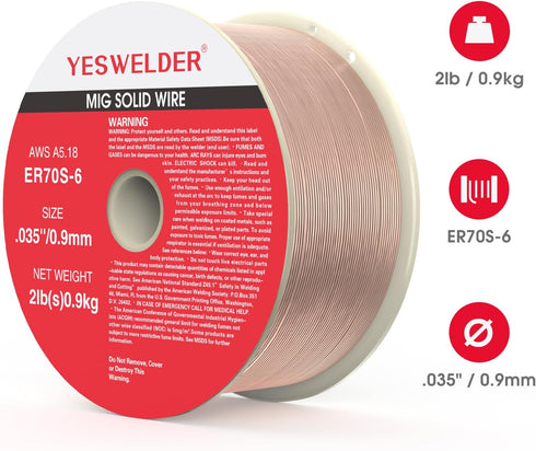 YESWELDER ER70S-6 .035-Inch on 2-Pound Spool - Carbon Steel Mig Solid Welding Wire