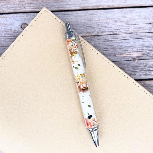 YJ PREMIUMS 6PC Highland Cow Pens Set, Kawaii Cute Cow Print Stationary Supplies for School Home Office Gifts
