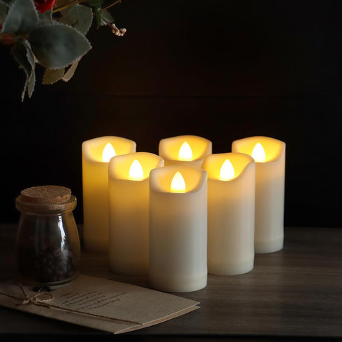 2"x4" LED Battery Operated Candles Plastic Flickering Flameless Candles with Timer Outdoor Waterproof Wedding Party