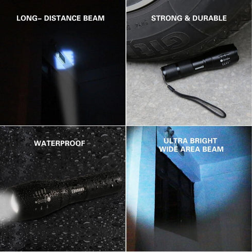 COSOOS LED Flashlight with Holster, Bright Tactical 1000 Lumen Flashlight, Zoomable 5-Mode Portable Waterproof