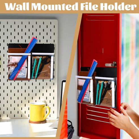 Jaloro 8 Pack 12 9.5 Inch 2 Magnetic File Holder for Refrigerator x Hanging Paper Organizer Black Board Organizer