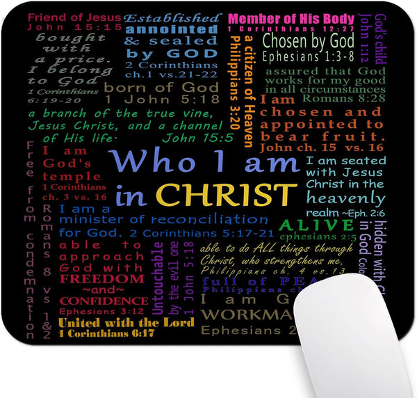 Custom Inspirational Quote Gaming Mouse Pad, Christian Bible Verse Scripture Quotes Colorful Design Art
