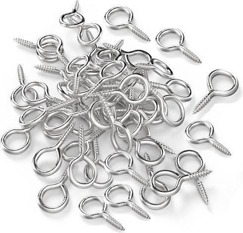 Axe Sickle Silver 1 Inch Screw Eyes, Metal Eye Hooks, Small Eyelet Screws, 100 Pcs