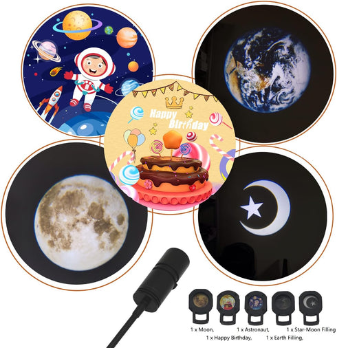 Moon Lamp USB Starlight Projector, Earth Projection Astronaut Light Projector for Happy Birthday Space Bedroom Galaxy