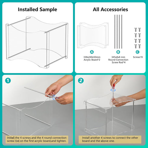 MaxGear Acrylic File Organizer Box, Clear Desktop Storage for Letter/A4 File Folder, Built-in Handles for Home Work