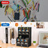 Marbrasse Black Wooden Desk Organizer, Multi-Functional Pen Holder, Storage Rack for School Home Office Art Supplies