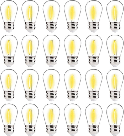 ALAMPEVER LED String Light Bulbs, E26 Outdoor Replacement, 24 Pack, 5W, 2200K Warm White, Non-Dimmable