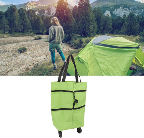 MUNEFE Oxford Shopping Pull Cart, Wheeled Shopping Bags, Portable Shopping Cart for Grocery Shopping, Travel, Beach