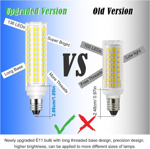 E11 Dimmable LED Bulb, 4 Pack - 100W Halogen Equivalent, 10W 1000LM Daylight White 6000K