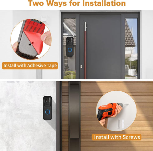 No-Drilling Door Mount for Blink Video Doorbell, Adhesive Bracket for Home Security System, Black