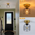 Edzemuwa Industrial Ceiling Light, Gold and Black, Metal Cage Shade, Semi-Flush Mount, Geometric Design Caged, Mini
