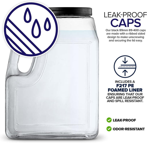 Stock Your Home 128 Ounce Wide Mouth Gallon Jugs (2 Pack) - Clear Plastic Oblong Containers with Handle for Home,
