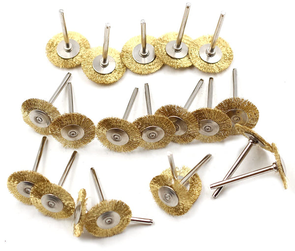20Pcs Wire Brush Wheel Cup Brush Set, Rotary Tool Brass Wheel Wire Brush Accessories for Cleaning