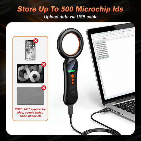 MUMUQ FDX-B(ISO11784/85) 500 1.44 Inch Pet Microchip Scanner, EMID Animal Micro Chip Reader Records Data Storage
