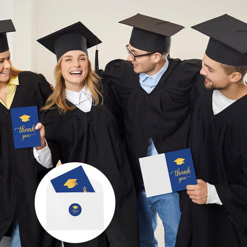 Motiskyy 50pack/150 2026 Pcs Graduation Thank You Cards with Envelopes End of Year Graduation Thank You Cards Bulk Blue
