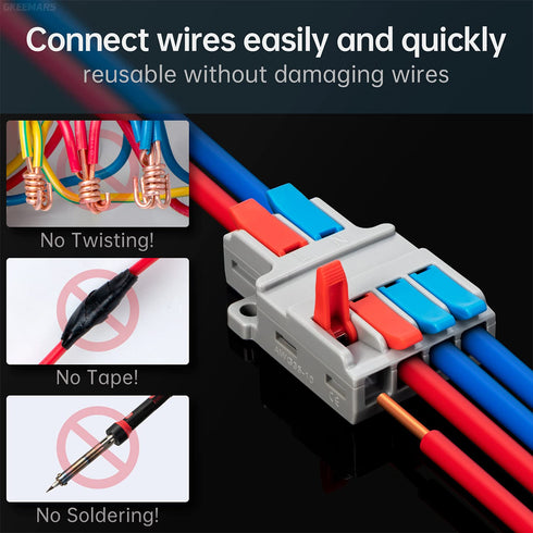 GKEEMARS 10Pcs Lever Wire Connectors, Quick Disconnect Kit Cable Clamp Terminal Blocks for Electrical Wire