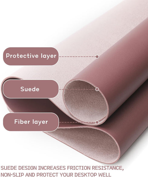 Non-Slip Desk Pad, Waterproof PVC Leather Desk Protector, Ultra Thin Large Blotter for Office Work/Home Decor (Dark