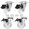 2" Caster Wheels Set of 4, Heavy Duty with Brake, Crystal Clear Swivel Plate Castors, No Noise Locking