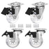 2" Caster Wheels Set of 4, Heavy Duty with Brake, Crystal Clear Swivel Plate Castors, No Noise Locking
