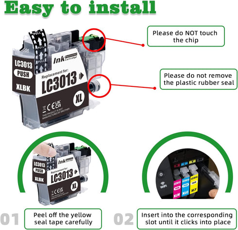 GREENARK Compatible Ink Cartridge Replacement for Brother LC3013 LC 3013XL Black High Yield 4 Pack for Printers