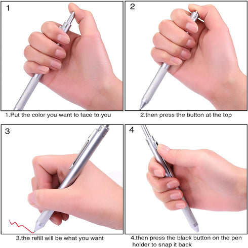 DUNBONG 4 in 1 Multicolor Pen, Metal Cased Multifunction Pen with 0.5mm Mechanical Pencil (Yellow)