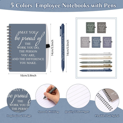 Honoson 30 Sets Employee Appreciation Gifts, Mini Spiral Inspiration Notebook with Ballpoint Pen, Bulk Christmas Gift