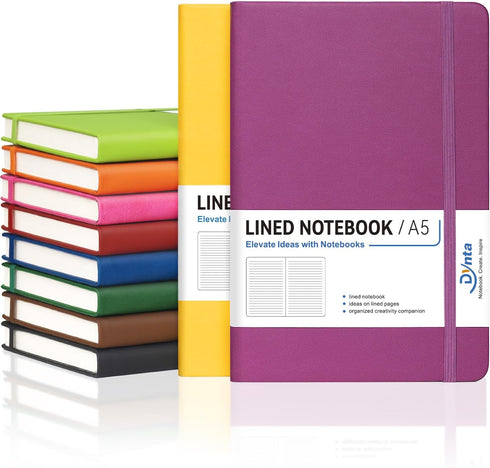 Hardcover Journals Bulk, 10 Packs A5 Lined Notebooks, 200 Pages/100 Sheets, 8.4 x 5.8 inch, 10 Colors