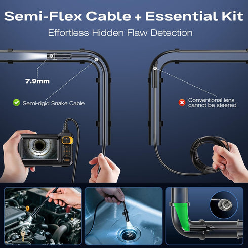1920P 4.3" IP67 8 16.5ft Endoscope Camera with Light, HD Borescope Inspection Camera with IPS Screen, AukonVee