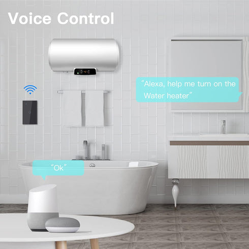 BSEED Smart Water Heater Switch, WiFi Touch Switch with Smart Life APP Control, 20A Black