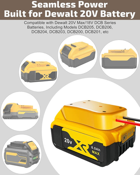 Crivon 2-Pack 20V 12AWG for Dewalt Battery Adapter for Power Wheels Battery Upgrade Conversion Kit with Wire