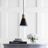 6" 1-Light Bulb JYL6131A JONATHAN Y Black/Brass Gold Apollo Mid-Century Modern Iron LED Pendant, Black Metal Shade
