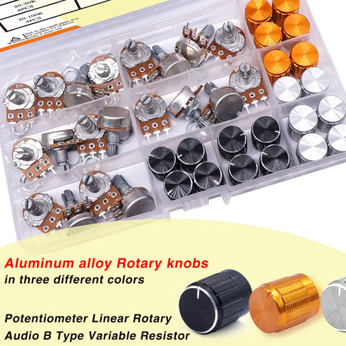 Taiss 80PCS Potentiometer Kit, WH148 B5K 10K 20K 50K 100K Ohm Rotary Audio Potentiometers