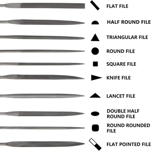 KALIM 10PCS Needle File Set High Carbon Steel with Plastic Non-Slip Handle for Wood, Plastic, Model