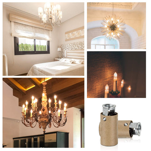 E12 Bulb 10-Pack DiCUNO LED Light Socket, Candelabra Base Socket Replacement, Chandelier Candle Lamp Holder Parts