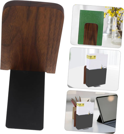 Decorative Walnut Finish Bookend for Desk Organization