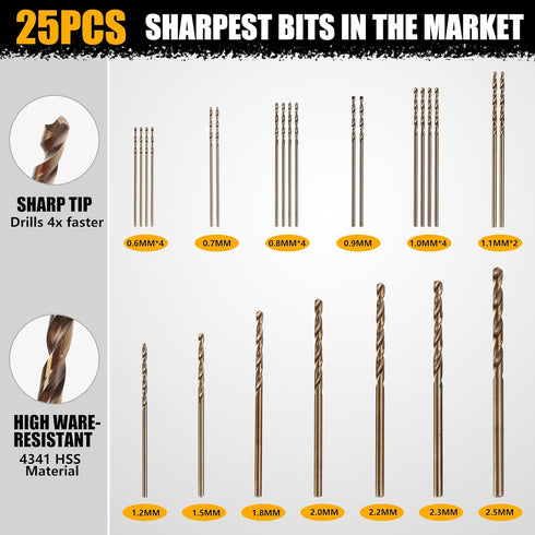 Mulwark Precision Pin Vise Hand Drill Set 25 Pcs - Premium Manual Small Hand Drill with HSS Micro Twist Bits for Jewelry, Wood, Plastic, and More - Mini Hand Drill for Crafts by MULWARK
