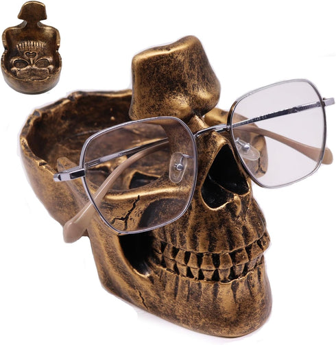 Buminee Glasses Holder for Nightstand, Creative Glasses Stand, Skull Glasses Holder, Skull Resin