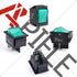 APIELE 3Pcs Rocker Toggle Switch ON/Off AC 125V/20A 250V/16A with LED Light for Boat DPST 4 Pins KCD2-201N (Green)