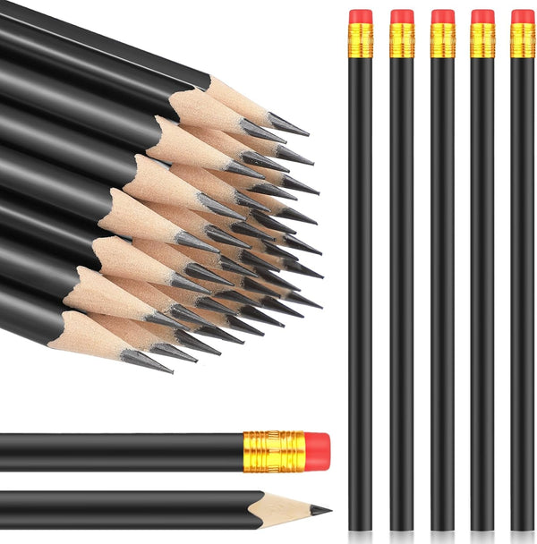 Tinlade 50 Pcs Triangular Grip HB Graphite Pencils Pack with Eraser for School Drawing