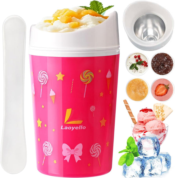 Laoyello Ice Cream Maker Mug,Slush Shake Slushie Cup,Ice Cream Machine DIY Magic Quick