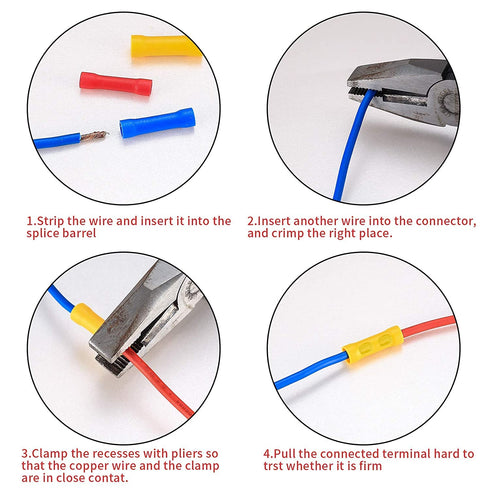 150 Pcs Electrical Butt Connectors Kit, Assorted Insulated Electrical Straight Wire Terminal Connectors
