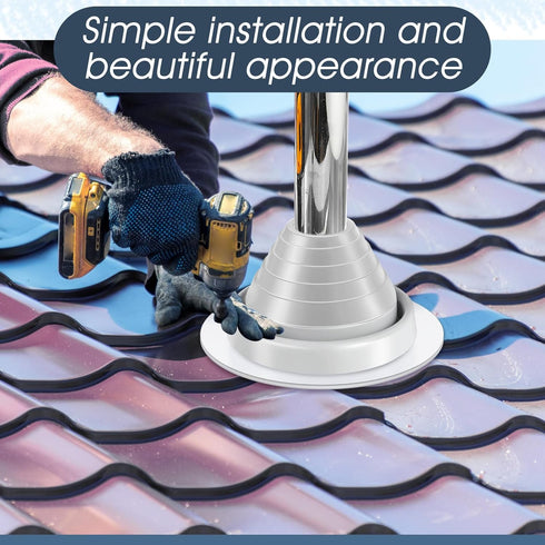 2 Pcs Pipe Flashing Boot for Pipe OD 1/4" to 5", EPDM Flexible Roof Jack Pipe Boot, 7-3/4 Inch Base Diameter