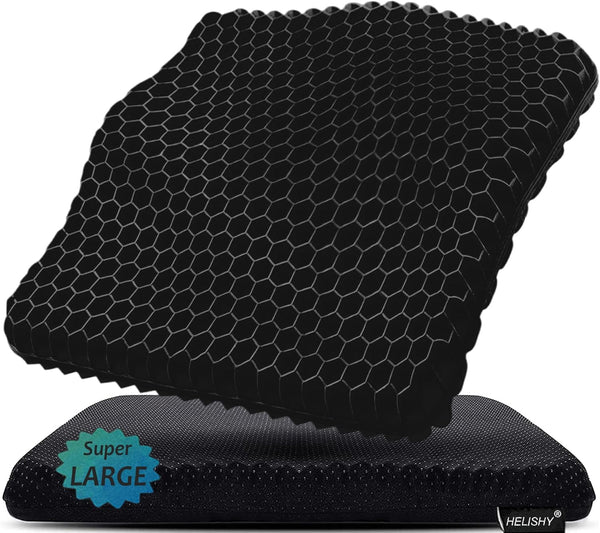 Helishy Gel Seat Cushion for Long Sitting Pressure Relief (Super Large & Thick)