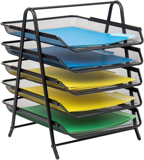 Mind Reader Paper Tray and File Folder Set, Desktop Organizer, Storage for Office, Metal Mesh, 11.75"L x 14"W x 14.5"H,
