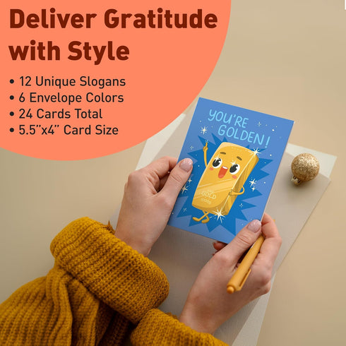 4x5.5 S&O Assorted Funny Thank You Cards with Envelopes - Cute Thank You Cards for Teachers, Office Coworker, Employee
