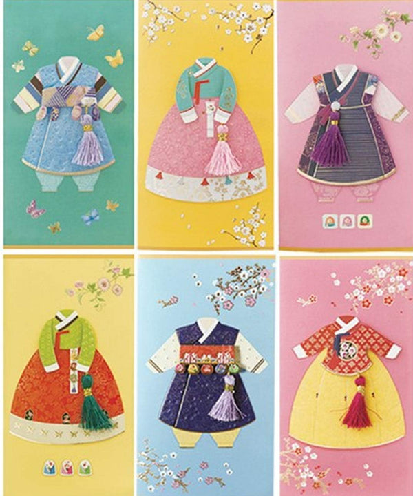 Characterone From&to A Children's Hanbok 6pcs Korean Traditional dress Envelope Sets Thank you