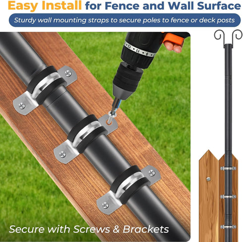 10 (1 Pack) FT String Light Poles Heavy Duty - Outdoor Patio Deck Light Poles for Outside with Anchor Base and Mounting