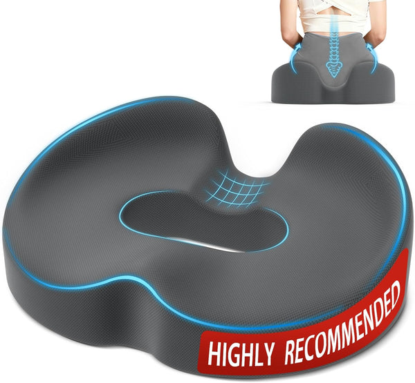 TushGuard Ergonomic Donut Pillow Seat Cushion with Raised Rear Support, Large Memory