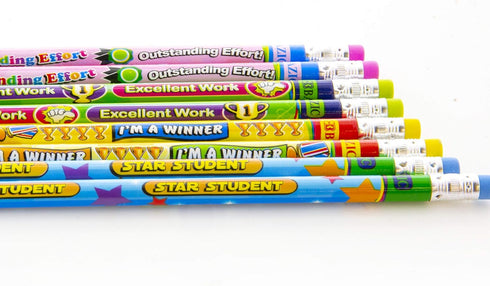 BAZIC Wood Pencil Reward Incentive Pencils, Latex Free Eraser, Unsharpened Rewards Pencil for Kids Student Artist for Writing Drawing (8/Pack), 1-Pack by BAZIC Products